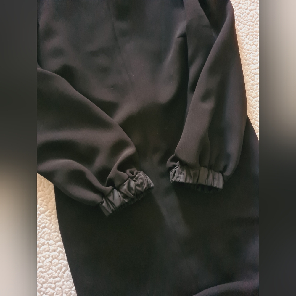 VVB VICTORIA BECKHAM Blouson Sleeve Crepe Shift Dress Black IT 38 US 2 Org $495 - Picture 10 of 14